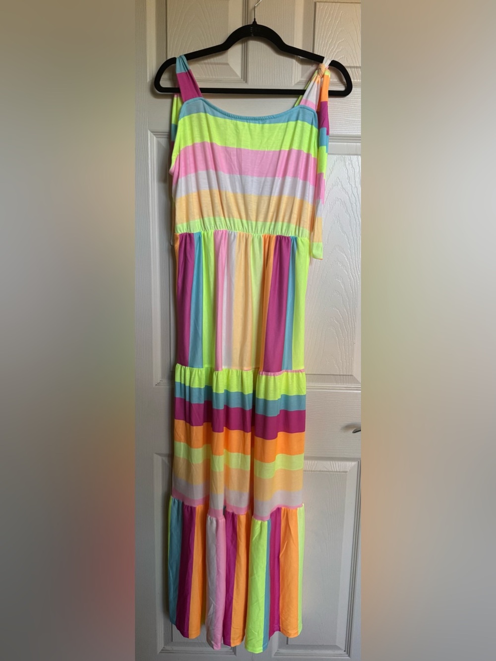 NWOT Neon Rainbow Stripe Maxi Dress, Summer Dresses, Size XL